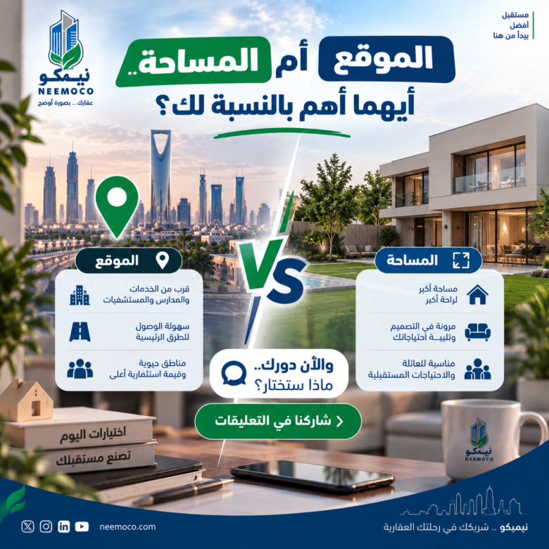 🏠 الموقع أم المساحة.. أيهما أهم بالنسبة لك؟