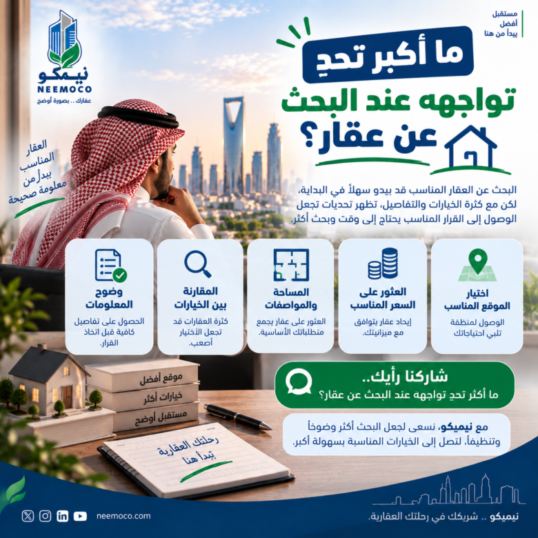 🏠 ما أكبر تحدٍ تواجهه عند البحث عن عقار؟